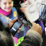 Making a Girl Scout cookie sale with a mobile credit card reader