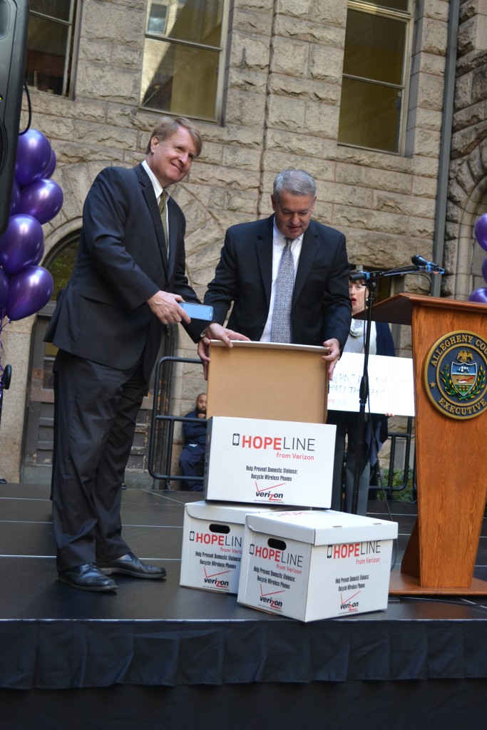 Allegheny County Executive Rich Fitzgerald donated the inaugural phone to kick off the phone drive on Oct. 6.