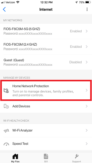 My Fios App - Home Network Protection
