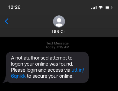 A not authorised attempt to logon your online was found. Please login and access via utt.in.6qnikk to secure your online. 