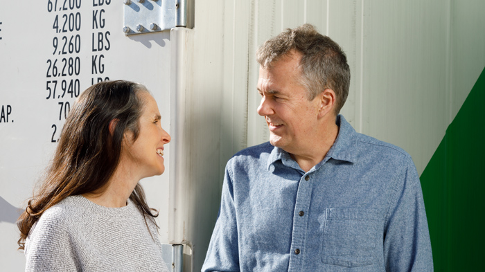 Portrait of Rob and Joan Flanders outside of their farm Corner Greens | sustainable farming