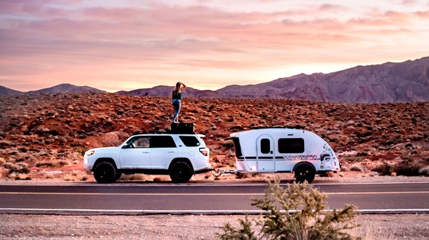 Truck And Teardrop Trailer In The Valley Of Fire | Become A Digital Nomad