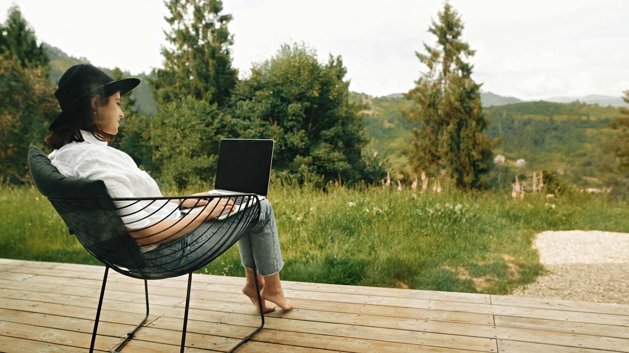 Woman Working Remotely | Workcation