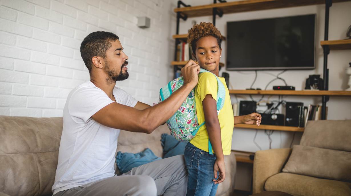 Father Helping Daughter Get Ready For School | Back To School Tech