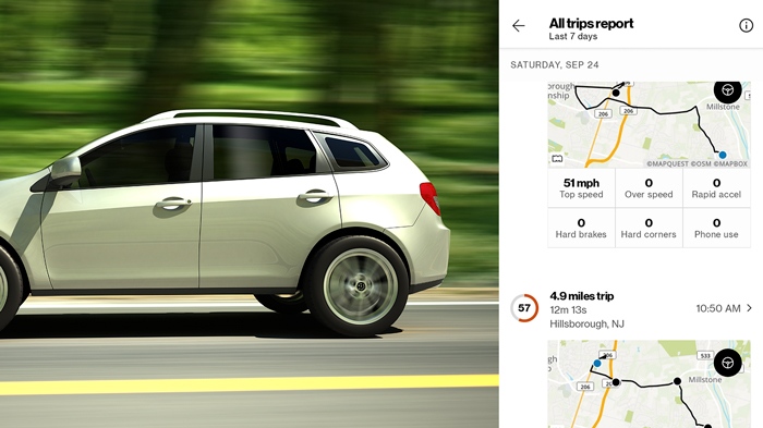 Smart Family Teen Driving App UI Screen With Driving Route