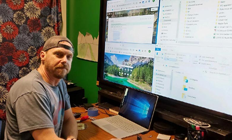 Construction Engineer Brian Dean’s work at home set-up