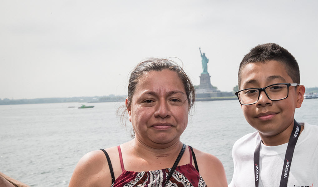 Kevin Garrido and his mom on the Staten Island Ferry.