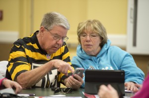 Larry Voith and Barb Lyons at Verizon's hands-on Britton Falls summer workshop