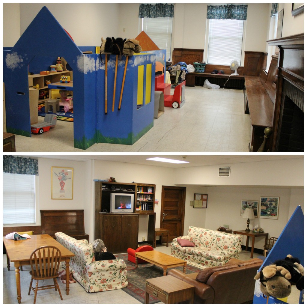 Photos of the YWCA Evansville shelter before its transformation.