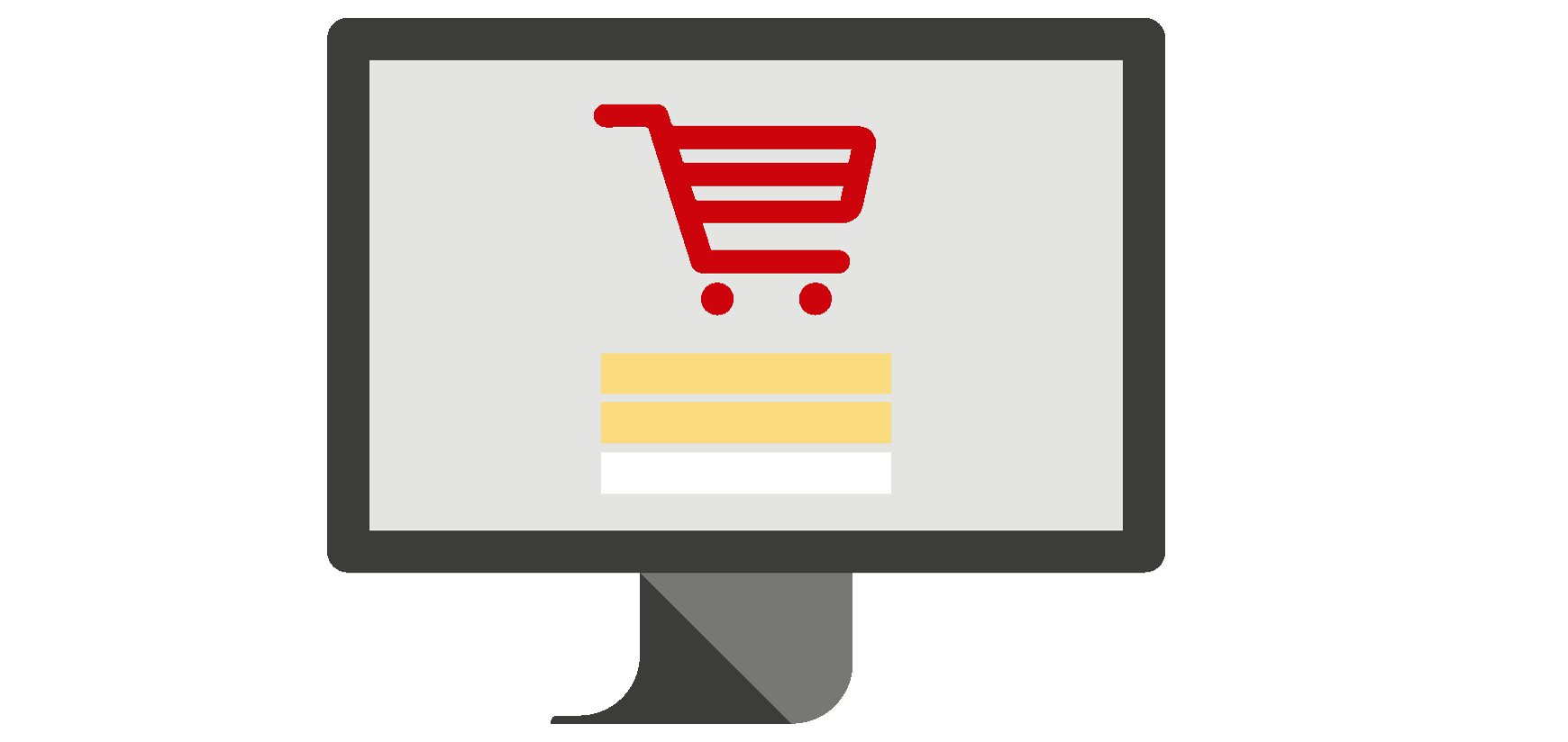 Shopping cart on computer screen