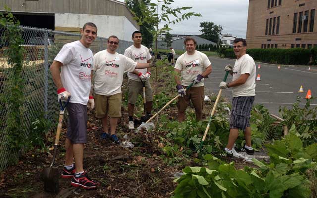 Verizon Interns During Volunteering in Belmar After Superstorm Sandy