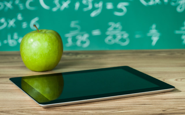 Tablet on a classroom desk