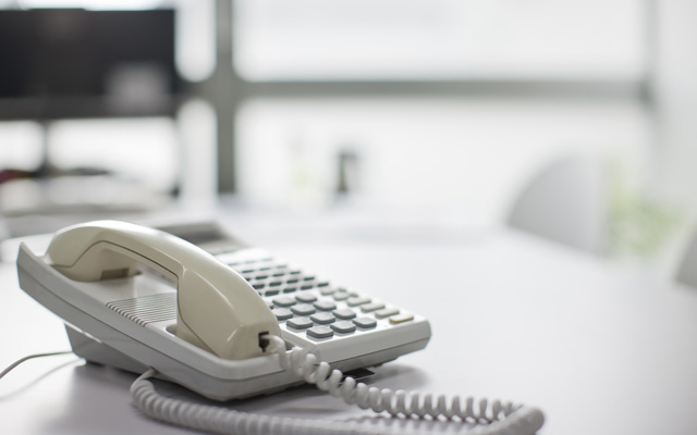 Telephone on desk