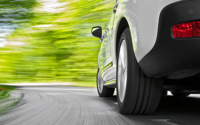 Car speeding down the road