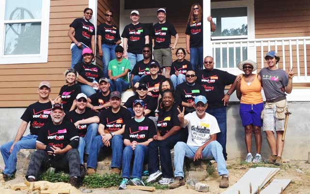 Verizon employees volunteering for Habitat for Humanity of Durham