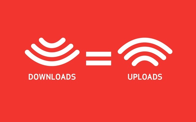 Graphic showing equal upload and download speeds