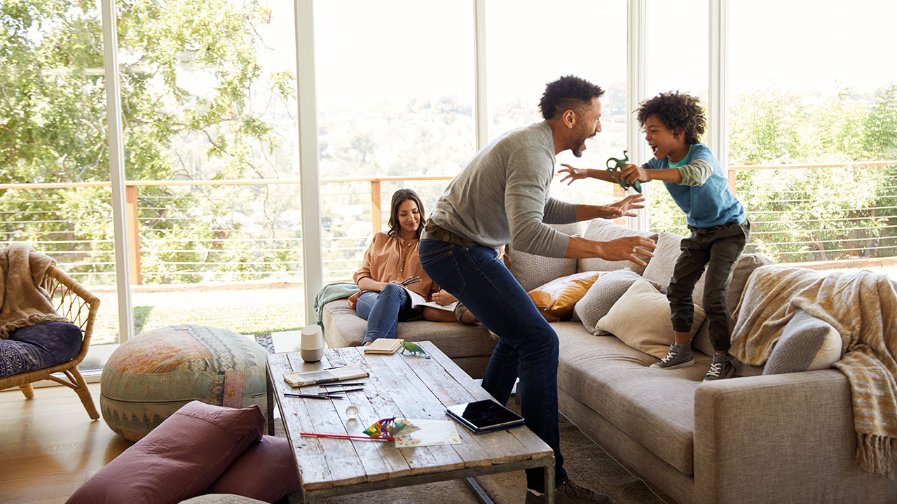 father playing with child