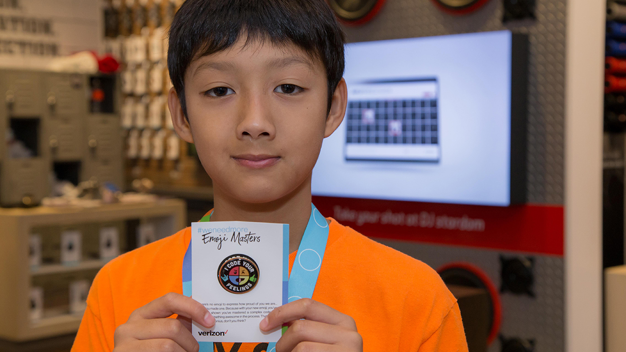 Ryan showing off his emoji masters badge