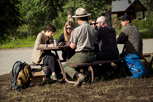 People at picnic table