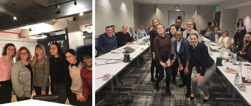 WiTNY Engineering teams final presentation days: left 2018 at the Alley in NYC, right 2019 in The Ridge NJ