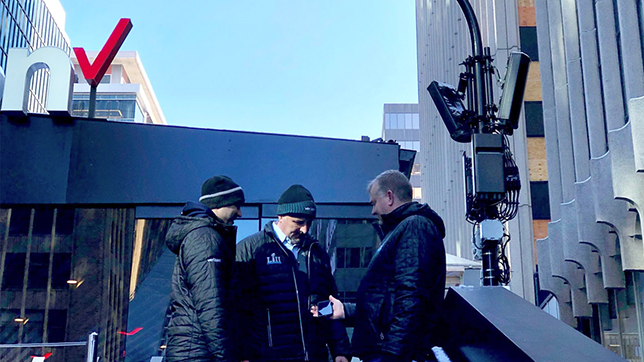 Jim Wales, Brian and Jacques Vallier checking out the Verizon UP stage