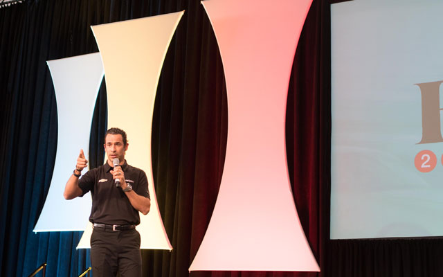 IndyCar Champion, Helio Castroneves, during Verizon's Main Stage Moment.