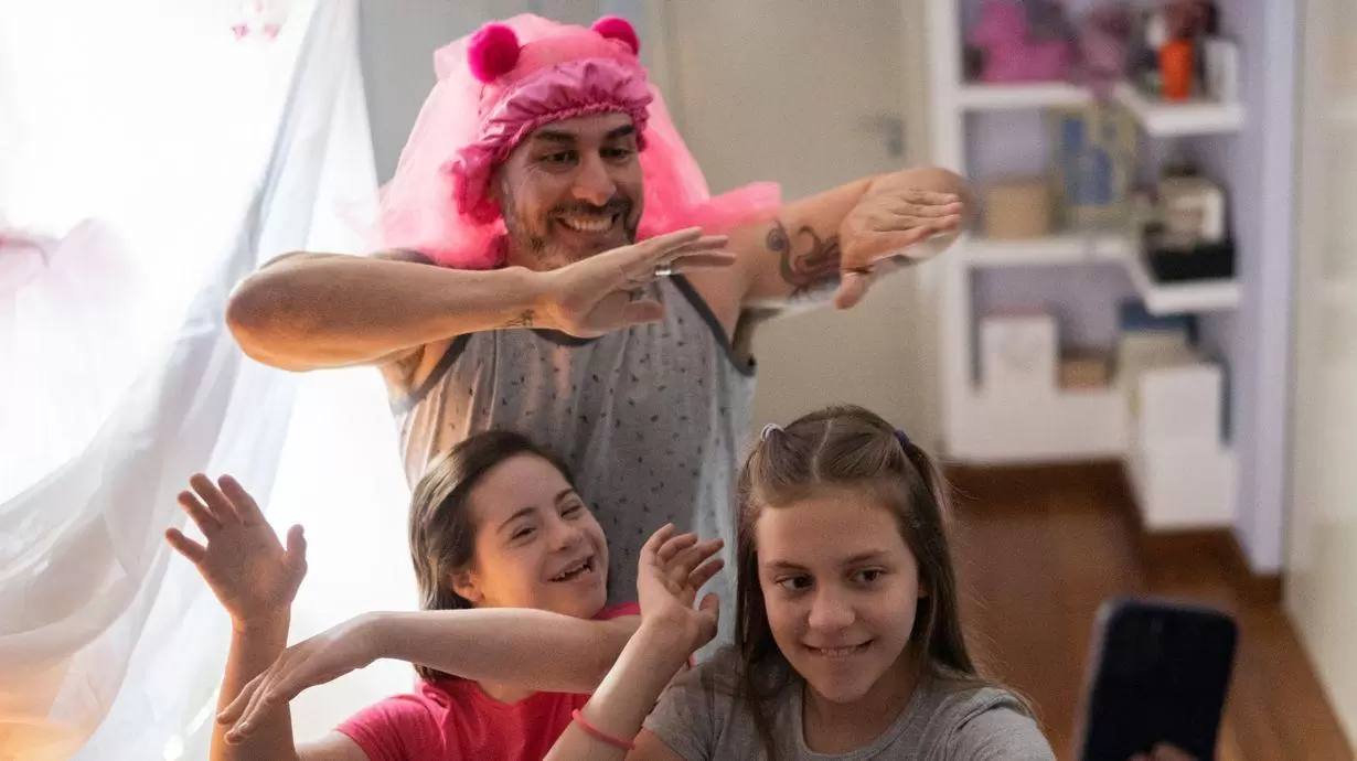 Father And Daughters Making A Video | Digital parenting