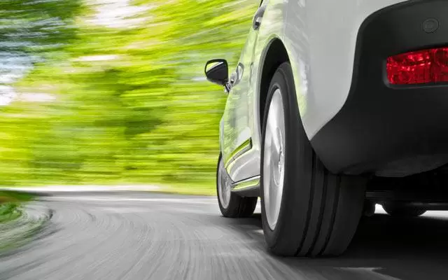 Car speeding down the road