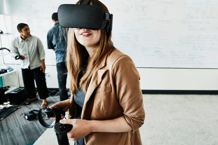 Woman wearing a VR headset