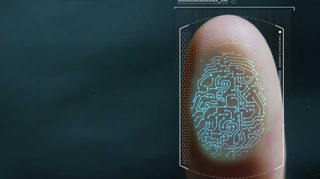 Digital scan of a fingerprint used to obtain biometric data