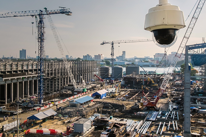 Security camera overlooking construction site