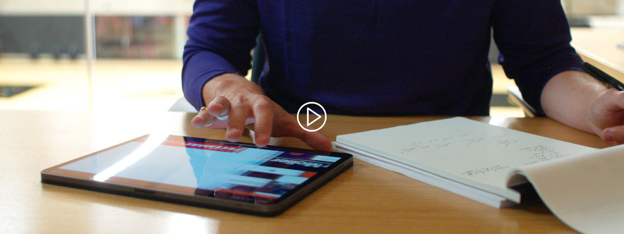 hand on a tablet