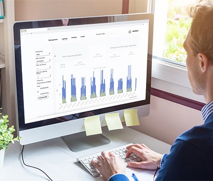 Customer reviewing report on a dashboard