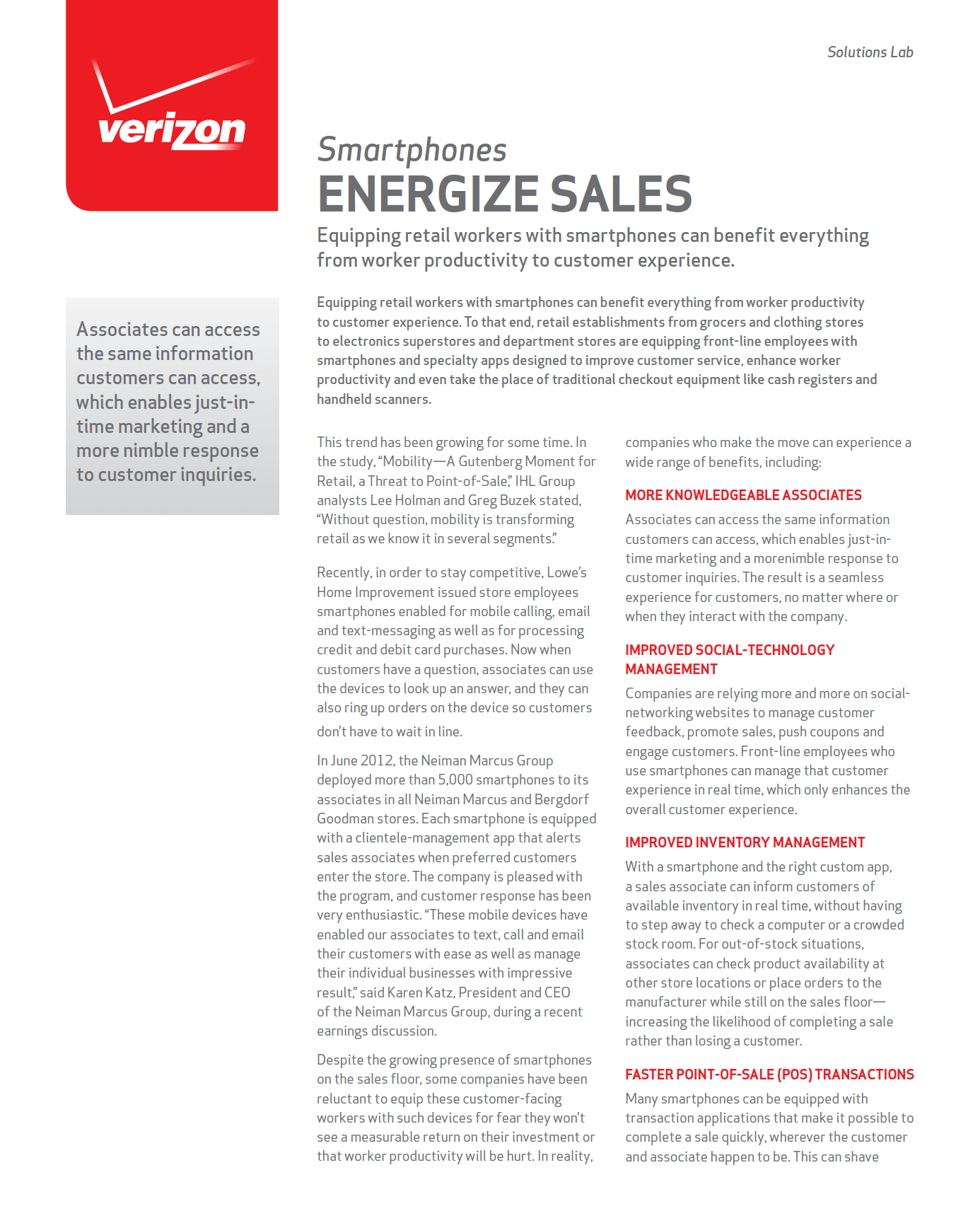 Solution Brief: Smartphones Energize Sales