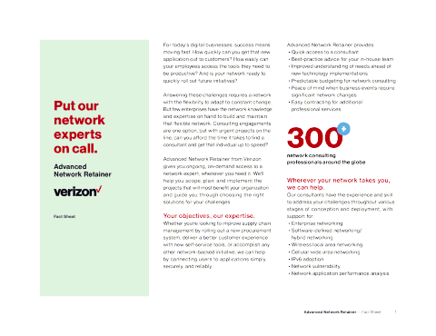Advanced Network Retainer Fact Sheet