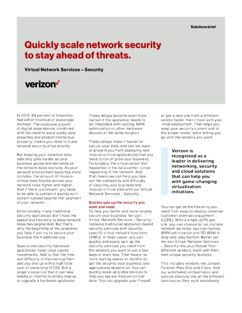 Virtual Network Services Security