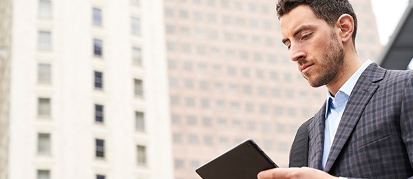 Man holding tablet