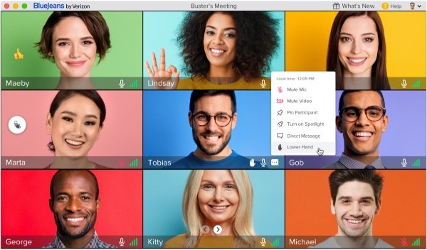 Faces of people on the screen of a video call