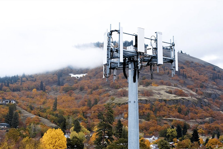 5G cell tower in a mountainous region
