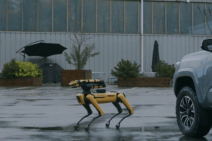 Ground robot inspecting a facility