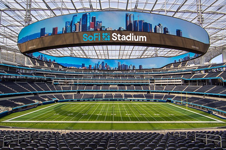 View from inside the SoFi Stadium, located in Los Angeles, California