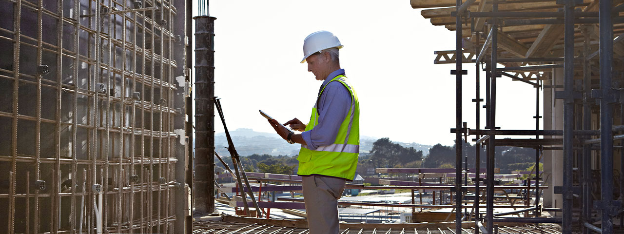 construction worker with tablet