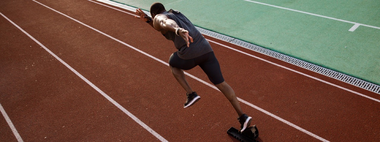 Racer running on a track