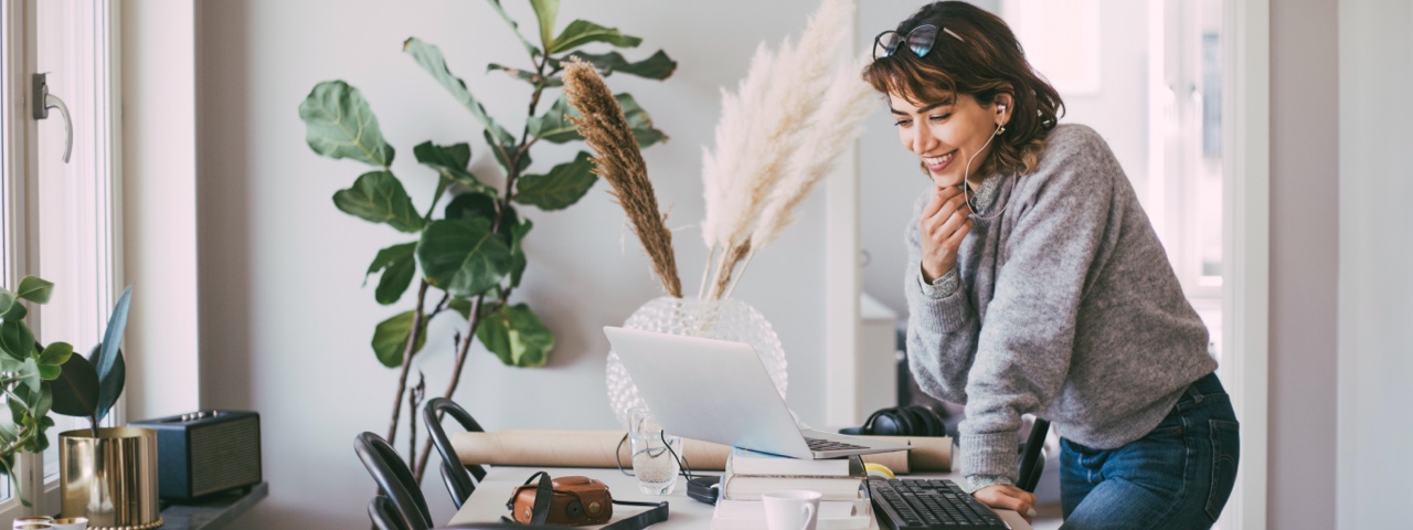 Woman working in home office