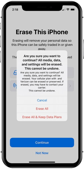 iPhone erase this iPhone setting