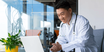 healthcare provider with laptop