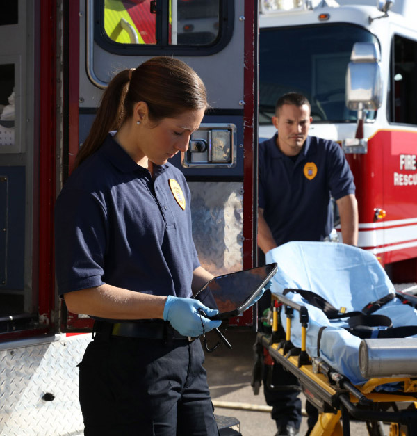 First responder with tablet