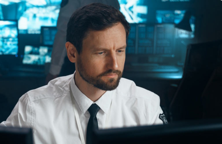 man in front of computer