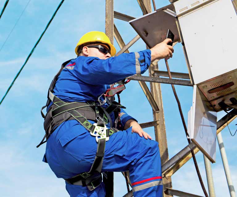 utilities worker in harness
