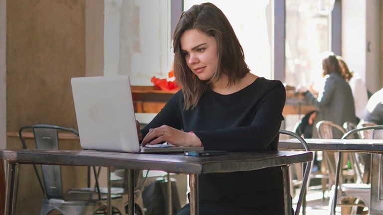 Woman browsing online